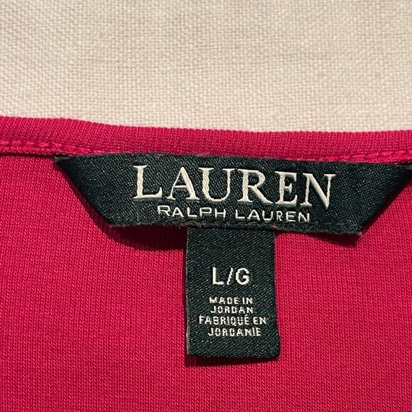 Lauren Ralph Laurent fuchsia pink top 3/4 sleeve size L - Picture 4 of 9